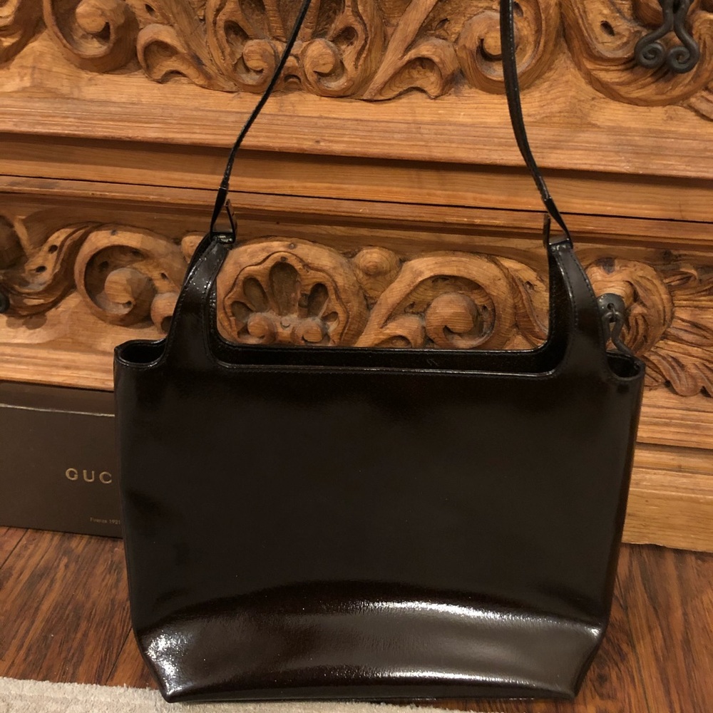 Auth GUCCI vintage wine red burgundy leather bag - Picture 2 of 11